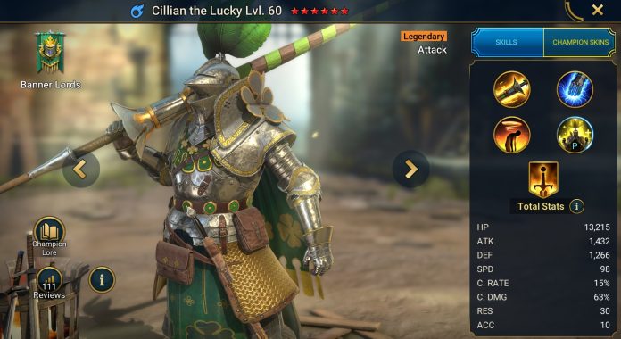 Cillian the Lucky RAID Shadow Legends Champion Guide and Build.