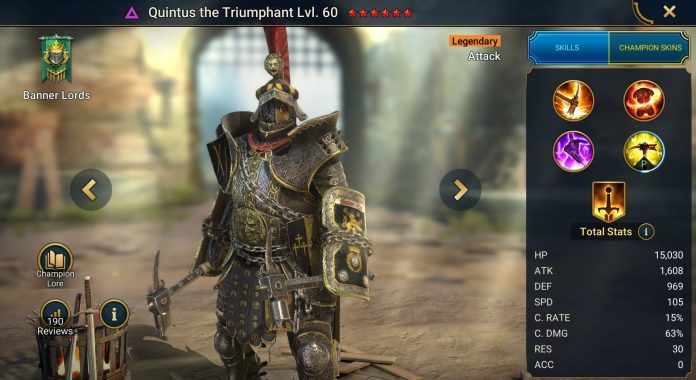 Quintus the Triumphant RAID Shadow Legends Champion Guide and Build