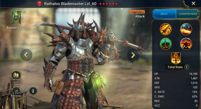 Rathalos Blademaster RAID Shadow Legends Champion Guide and Build