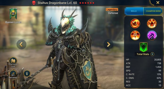 Staltus Dragonbane RAID Shadow Legends Champion Guide and Build.