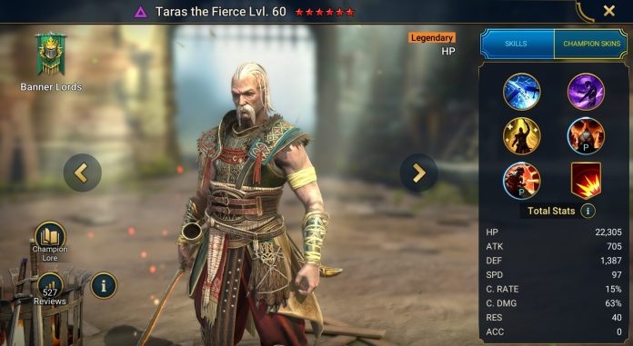 Taras the Fierce RAID Shadow Legends Champion Guide and Build